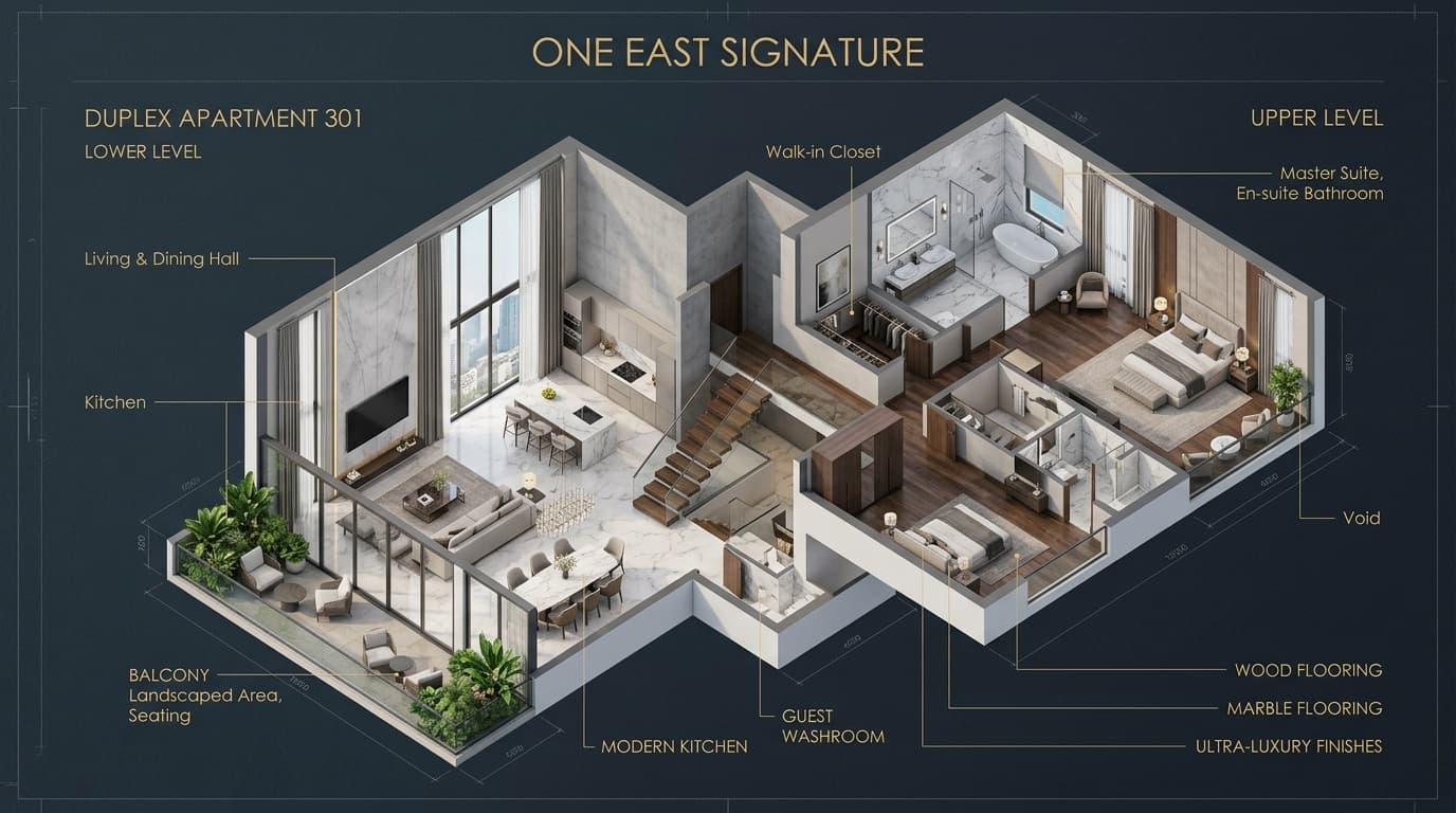 Duplex Residence 3D Architectural Section